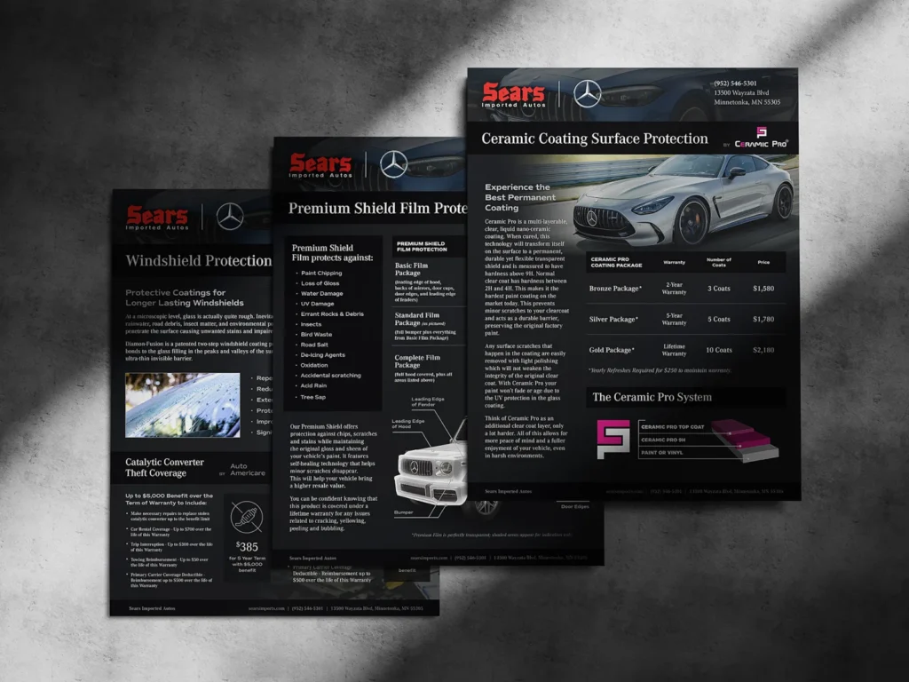 Sears Imports Protective Options Desk Cards